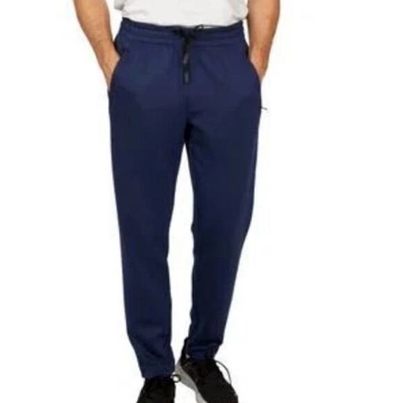 Spyder Active Men's Elastic Waistband Zippered Pockets Tapered Pants - Navy XL - Picture 1 of 8